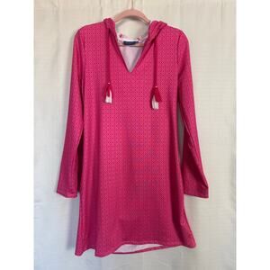 Cabana Life Pink Hooded Cover Up Dress Tassel Beach Medium